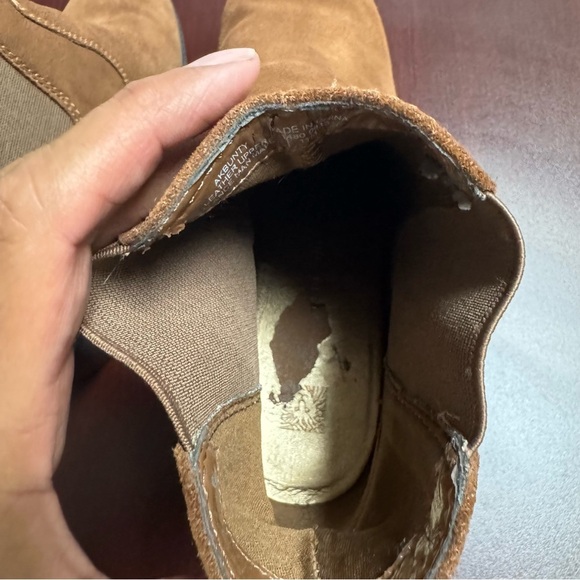 Anne Klein Brown Suede Ankle Boots Size 11 Round Toe Block Heel Casual Neutral - Picture 11 of 12